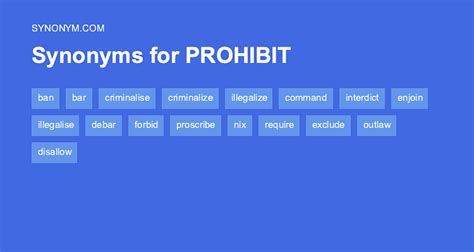 prohibit synonym|PROHIBIT in Thesaurus: 1000+ Synonyms & Antonyms for PROHIBIT